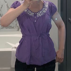 Antilia Femme Lavender Lilac Purple Puff Top Shirt